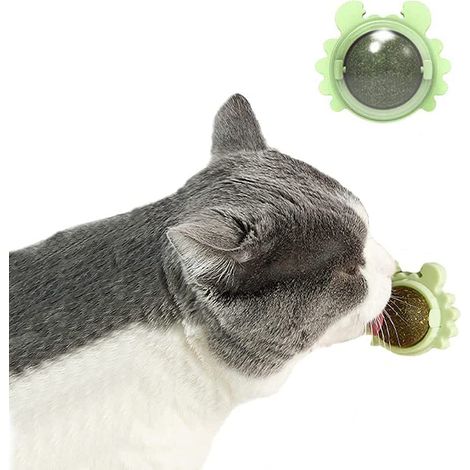 Wandmontierter Katzengrasball, Spielzeug für Katzen (1 Stück), zum Lecken, Kauen, zur Zahnreinigung, drehbares Indoor-Spielzeug, Dekoration (1/5)