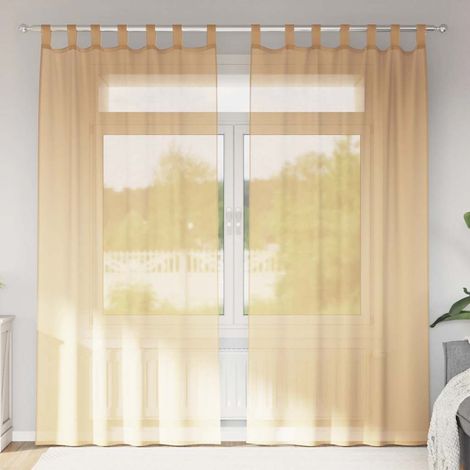 Voile Vorhänge mit Schlaufen 2 Stk. Sandfarbe 140x245 cm