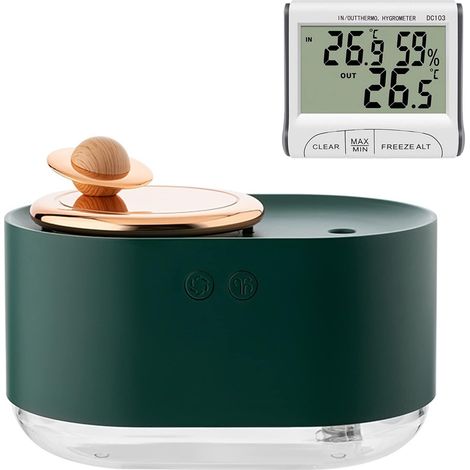 Humidifier and humidity thermometer, ultrasonic humidifier with 300ml water tank, automatic switch-off and super quiet, cool night light function for car, office, bedroom (1/5)
