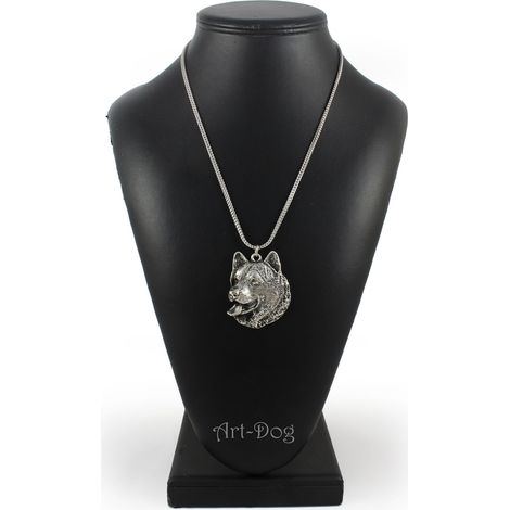 Collier avec pendentif chien Malamute d'Alaska sur une chaîne en argent, bijou unique signé Art-Dog (1/5)