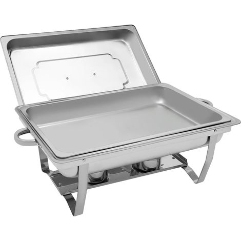 Plat à réchaud, Acier inoxydable, Capacité de 9L, Argent (1/2)