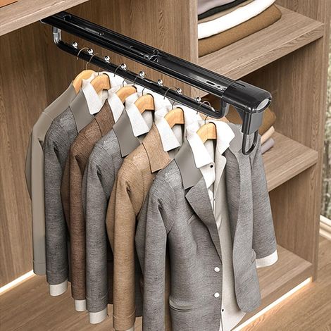 Porte-vêtements Extractible de Garde-Robe, Size : 45.6cm/17.9in ,Porte-Cintres Coulissant,MultifonctionnelTirez la tige de placard extensible ,Cintre extensible de placard Avec rail d'amortissement (1/5)