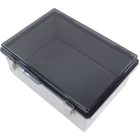 Boîtier de connexion électrique étanche IP67 couvercle transparent coffret extérieur ABS 350x250x150mm gris avec 2 presse-étoupe 4 supports 8 vis (1/5)