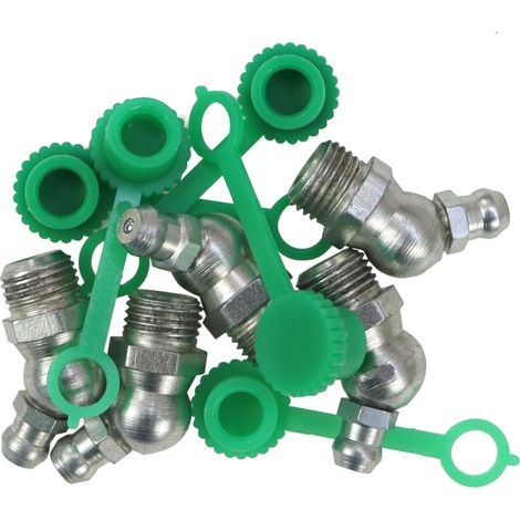 Jeu de 5 graisseurs M10x45, capuchon de graisseur vert (1/3)
