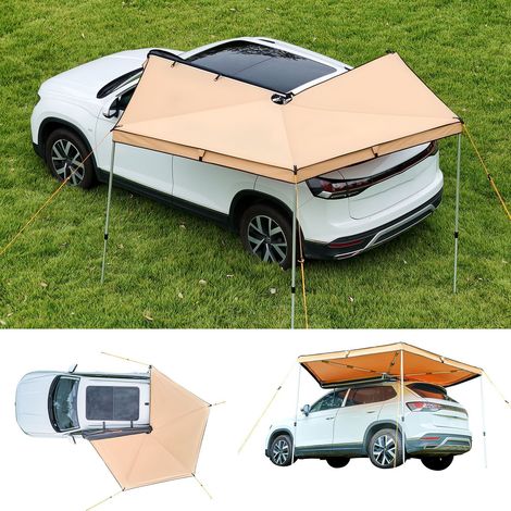 Auvent 270 Degrés 3,19x2,10 m Auvent Voiture Latéral Rétractable Abri Autoportant Toutes Saisons Imperméable UV50+ pour Véhicule SUV Fourgonnettes Camionnettes Camping, avec Sac de Rangement (1/5)