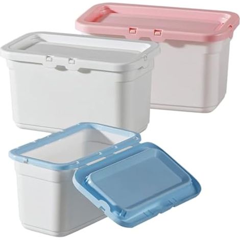 Lot de 3 boîtes de rangement à linge avec bords lisses en polypropylène pour ranger les perles - Blanc, rose, bleu