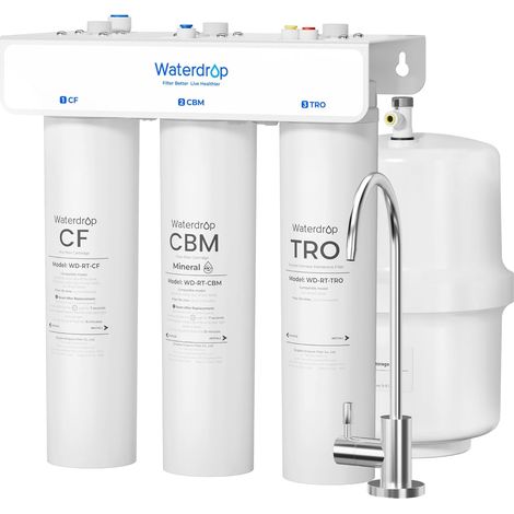 Waterdrop T3-T 220 GPD Système d'Osmose Inverse à 7 Étapes avec Reminéralisation, Rapport Eau Pure/Rejet de 2:1, Certifié NSF/ANSI 372 (1/5)