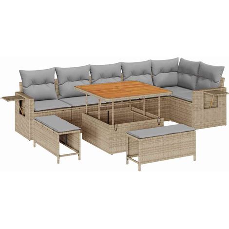 Maison Exclusive - Ensemble de canapé de jardin 11 pcs Beige et Gris clair (1/5)