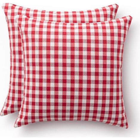 Vichy Lot de 2 Housses de Coussin décoratives pour canapé avec Fermeture éclair en Coton Respirant et Doux Rouge 45 x 45 cm (1/5)