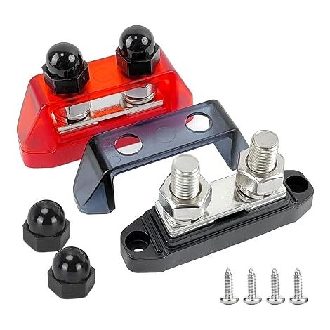 Bornier 12V-48V DC 250A Cosse Batterie, Busbar 12V Répartiteur Électrique, Bornier Électrique avec Couvercle, Terminal Batterie M10 pour Auto, Camping-Car, Bateau, Camion (1/5)