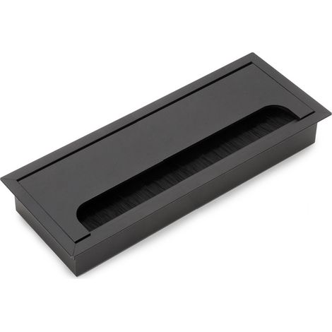 Emuca Kabelverschraubung für Quadrum-Tisch, rechteckig, 269 x 80 mm, zum Einbau, Aluminium, schwarz lackiert