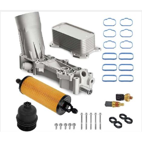 Ensemble de filtre à huile moteur en alliage d'aluminium 68105583AF boîtier de refroidisseur d'huile moteur Chrysler Dodge Jeep Ram 3.6L Pentastar avec boulons de montage de joint. (1/3)