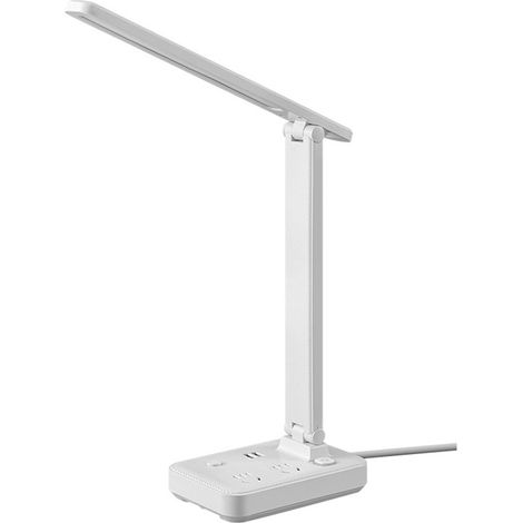 Lampe De Bureau LED - Avec Multiprise Intégrée 2 Prises + 2 Ports USB - Bras Flexible 180° - Câble D'alimentation 2,8 M - Pour Bureau À Domicile Ou Au Bureau (1/5)