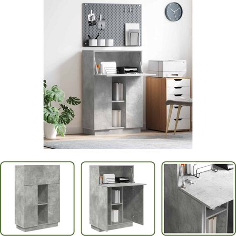 vidaXL Bureau gris béton - Bureau Gris béton 71.5 x 31.5 x 106.5 cm Bois d'ingénierie (1/5)