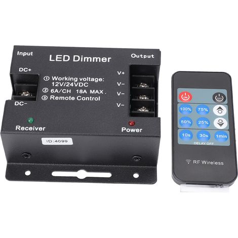 Variateur LED sans fil RF à 11 touches, réglage de la luminosité, compatible avec les bandes lumineuses LED PWM 12-24 V CC (1/5)