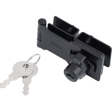 Cerradura para vitrina de cristal sin punzonado, cerradura de doble puerta, negra, llave abierta