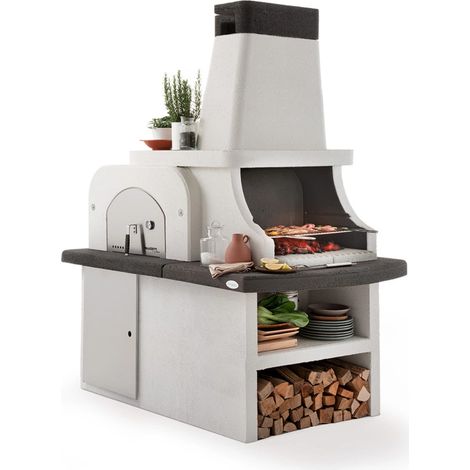 barbecue a carbonella in cemento palazzetti "bastia" 192x112x214 cm
