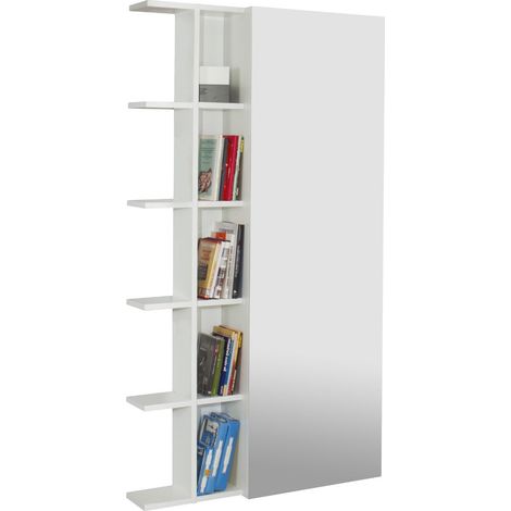 Scarpiera Libreria 5 Ripiani in Melaminico 88,5x25x160cm TFT Sc Bianca Specchio (1/5)