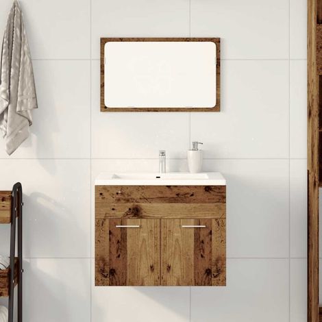 vidaXL 2 Piece Bathroom Furniture Set Old Wood Engineered Wood
