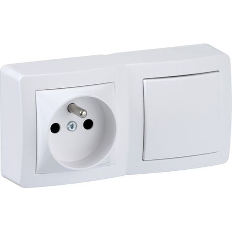 Schneider Electric – Va-et-vient combiné avec prise 2P+T blanc – Montage en saillie – Indice de protection IP20 – Résistance IK02 pour installation sécurisée