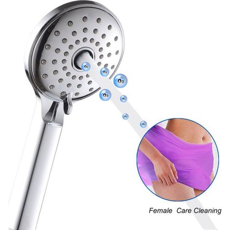 Pommeau de douche à main haute pression avec mode jet doux , mode ressort pour femme , rondelle en caoutchouc (1/4)
