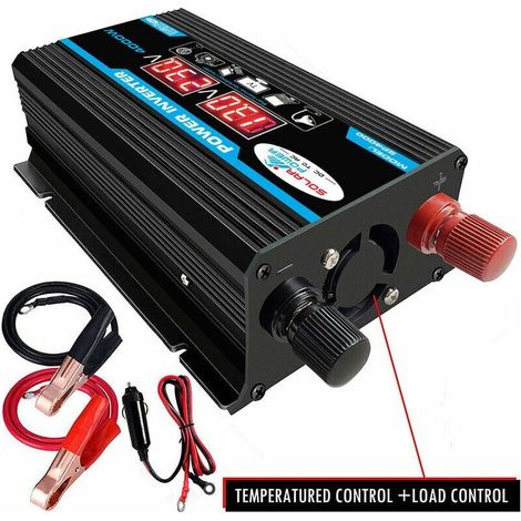 Convertisseur 12V 220V Pur Sinus 4000W Onduleur à Onde Sinusodale Pure Transformateur avec Télécommande & Double AC Prises de Courant pour RV Voiture de Camion Prises de Courant - Dou (1/4)