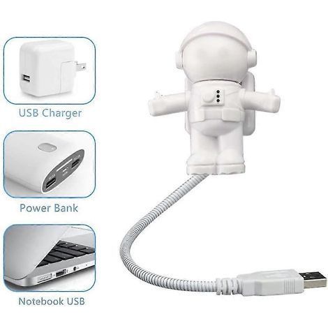 Lot de 2 lampes de lecture LED USB, lampe LED flexible pour ordinateur portable ou de bureau, motif astronaute, avec interrupteur marche/arrêt, idéale pour la protection des yeux. (1/4)
