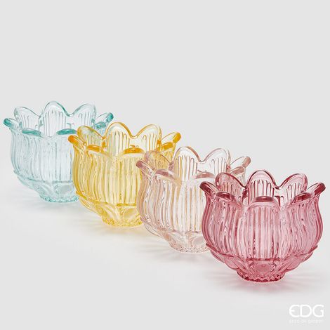 EDG Enzo De Gasperi Portacandela Tulipano Testa H 10 Cm D 12,5 Cm 4 Ass. Multicolor 1 Pz