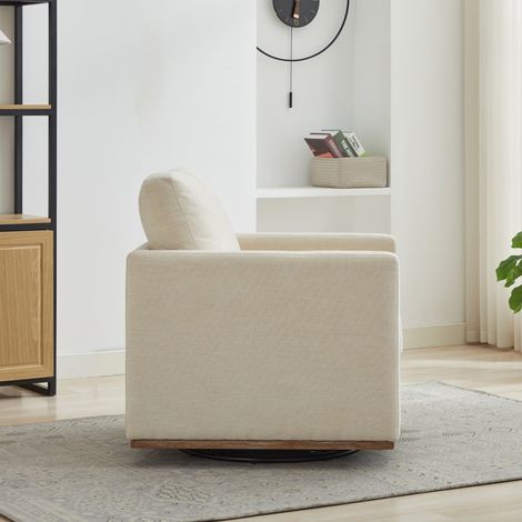 Fauteuil pivotant rembourré à quatre faces, siège confortable, fauteuil club 360° et lounge avec accoudoirs pour salon, chambre, appartement et chambre d'enfant, BEIGE (1/5)