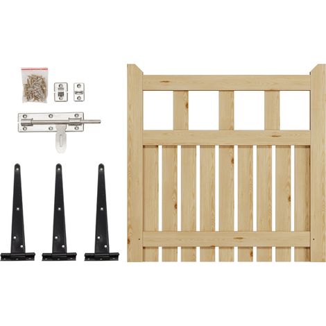 Natural Wood Color Freestanding Outdoor Wooden Garden Gate Perfect for Yard 90cm W x 90cm H (1/5)