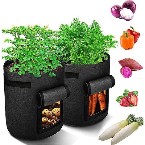 Lot de 2 sacs de culture en feutre pour légumes, seaux de plantation pour pommes de terre, pots en tissu non tissé respirant (1/5)