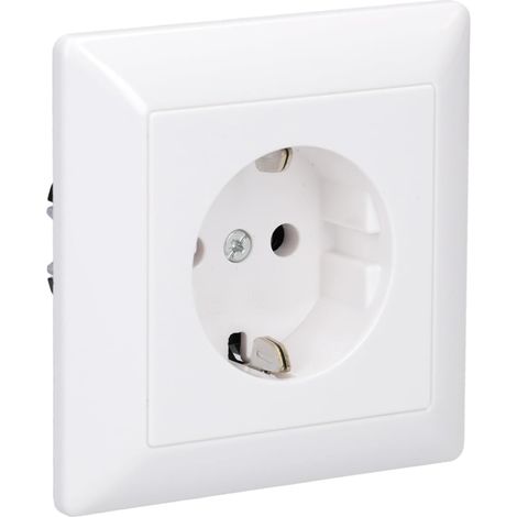 Prise Schuko 16 A - 1 Unité - Blanc Alpin - Connexion à Ressort - Série AS 500 - 250 V (1/4)