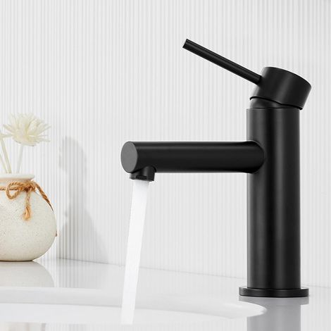 1 mitigeur lavabo,acier inoxydable sus304,bec hauteur 90mm,eau chaude et froide,salle de bain moderne (1/5)