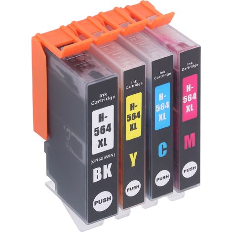 Les cartouches d'encre pour imprimante HP 564 avec remplissage d'encre sont compatibles avec les imprimantes Photosmart D5445/D5460/D5463/D5468 (cartouches d'encre 4 couleurs). (1/5)