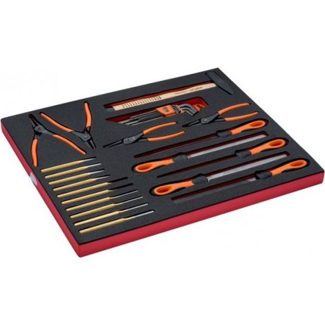 BAHCO - Jeu de limes/outils de frappe/pinces à circlips/clé 6 pans, module 3/3 - 30 pc