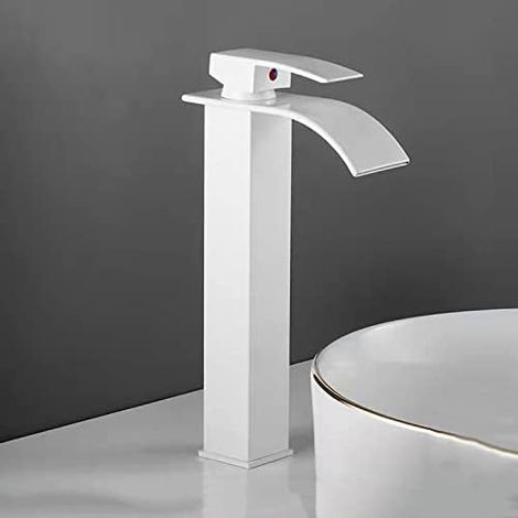 Robinet cascade pour vasque, laiton, noir, pour meuble-lavabo (1/2)