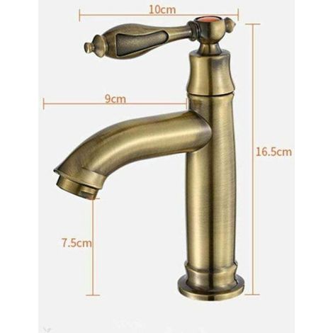robinet de bassin en cuivre antique européen robinet de bassin rétro robinet en bronze vert robinet d'eau froide simple (1/4)