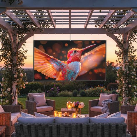 100" (254 cm) große, faltbare und tragbare HD 4K/8K-Projektionsleinwand im 16:9-Format, knitterfrei und abwaschbar, beidseitig verwendbar, weiß