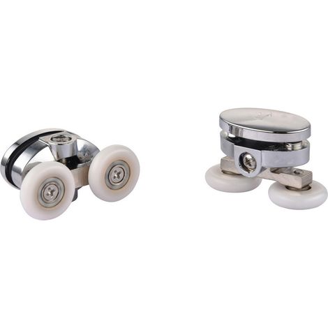 Coppia cuscinetti doppia ruota attacco superiore in ABS cromato vetro 4-6 mm Ø23 mm