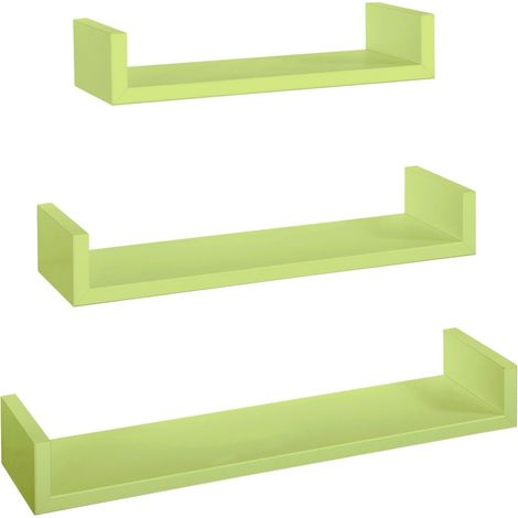 Set 3 mensole parete verde scaffale salotto soggiorno camera moderno Calamita (1/5)