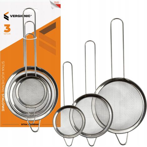COLADORES DE COCINA DE ACERO, JUEGO DE 3 COLADORES UNIVERSALES VERGIONIC