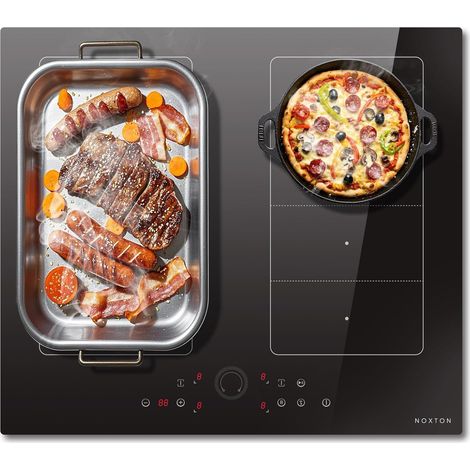 NOXTON - Plaque à induction, 4 plaques avec double zones flexibles, plaque à induction, 60 cm, encastrable avec booster, commande tactile, minuterie, sécurité enfant, pause, 220 V-240 V, 7200 W, pas d (1/5)