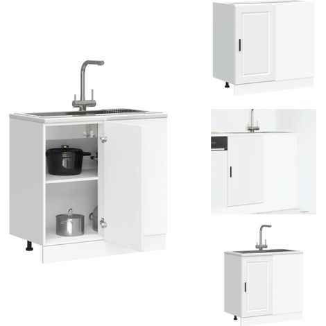 Armoire de cuisine Porto blanc bois d'ingénierie - Armoire De Cuisine - Armoires De Cuisine - Armoire D'évier - Armoire D'évier De Cuisine (1/5)