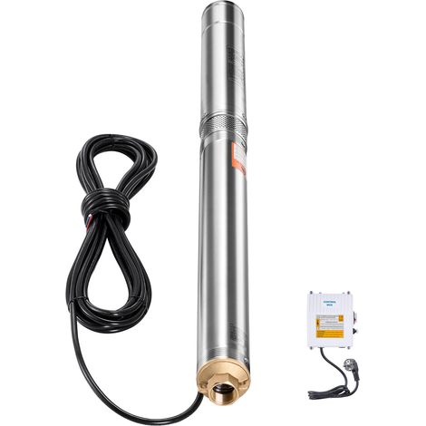 Mophorn Bomba sumergible para pozos profundos, 550 W, 230 V, altura de elevación de 210 pies, caudal de 65 L/min, bomba de agua de acero inoxidable con cable de 65,62 pies, caja de control externa (1/5)