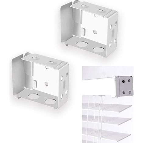 Kastenbefestigungswinkel für venezianische Holzjalousien, 2er-Set, geeignet für Kopfbalken und Schienenhalterungen (1/5)