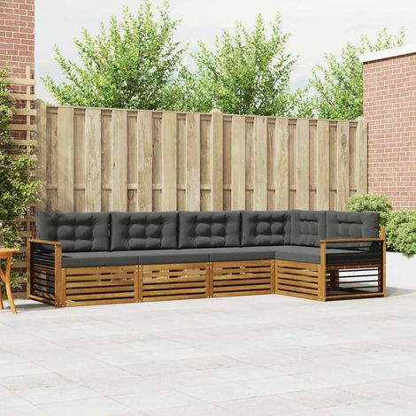 vidaXL Ensemble de canapés d'extérieur 5 pcs Naturel et Anthracite (1/5)