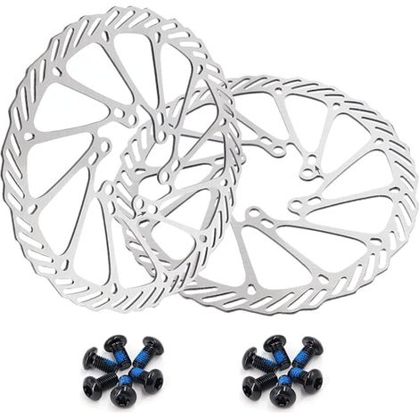 Lot de deux freins à disque de vélo en acier inoxydable avec 12 vis, adaptés à la plupart des vélos, y compris les vélos de route, les VTT, les BMX et les VTT (180 mm). (1/5)