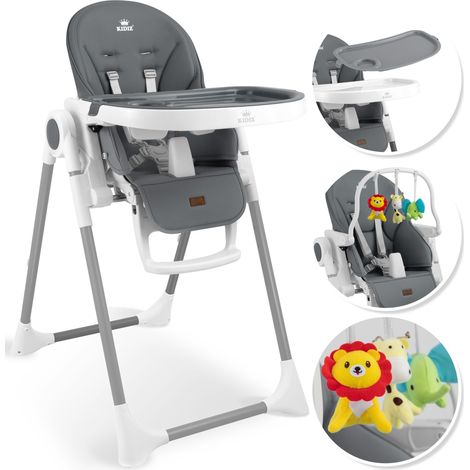 KIDIZ® 3in1 Hochstuhl Kinderhochstuhl inkl. Spielbügel Babyliege Kombihochstuhl Babyhochsitz 7 höhenverstellbar Verstellbare Rückenlehne Dunkelgrau (1/5)