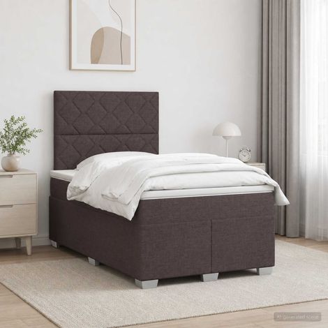 vidaXL Lit boxspring avec matelas Marron foncé 120 x 200 cm Tissu (1/5)