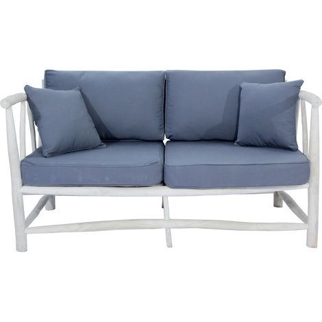 Sillón 2 personas en teca con cojín gris MOA